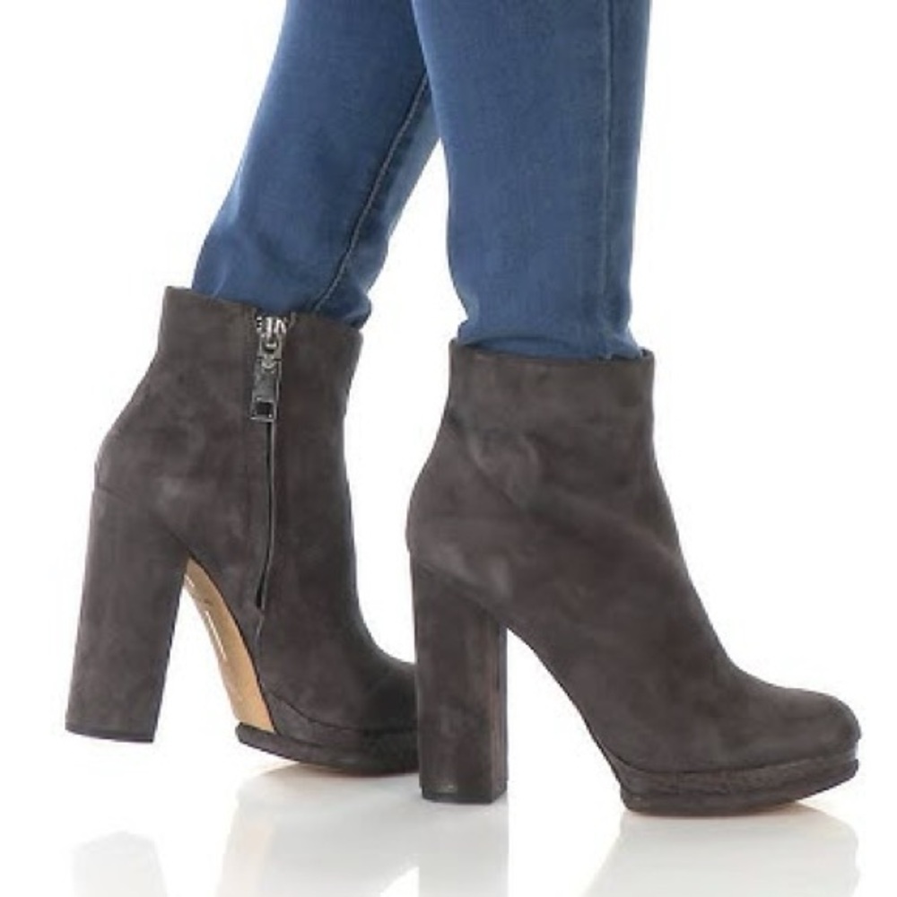Dolce Vita Vergo Platform High Heel Booties, Galaxy Grey Suede - Picture 1 of 5